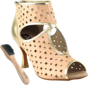 Very Fine Women's Salsa Ballroom Tango Dance Shoes CD3022 Bundle with Shoe Brush 3"