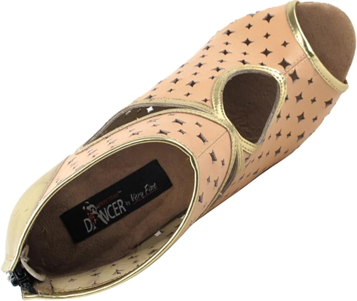 Very Fine Women's Salsa Ballroom Tango Dance Shoes CD3022 Bundle with Shoe Brush 3"