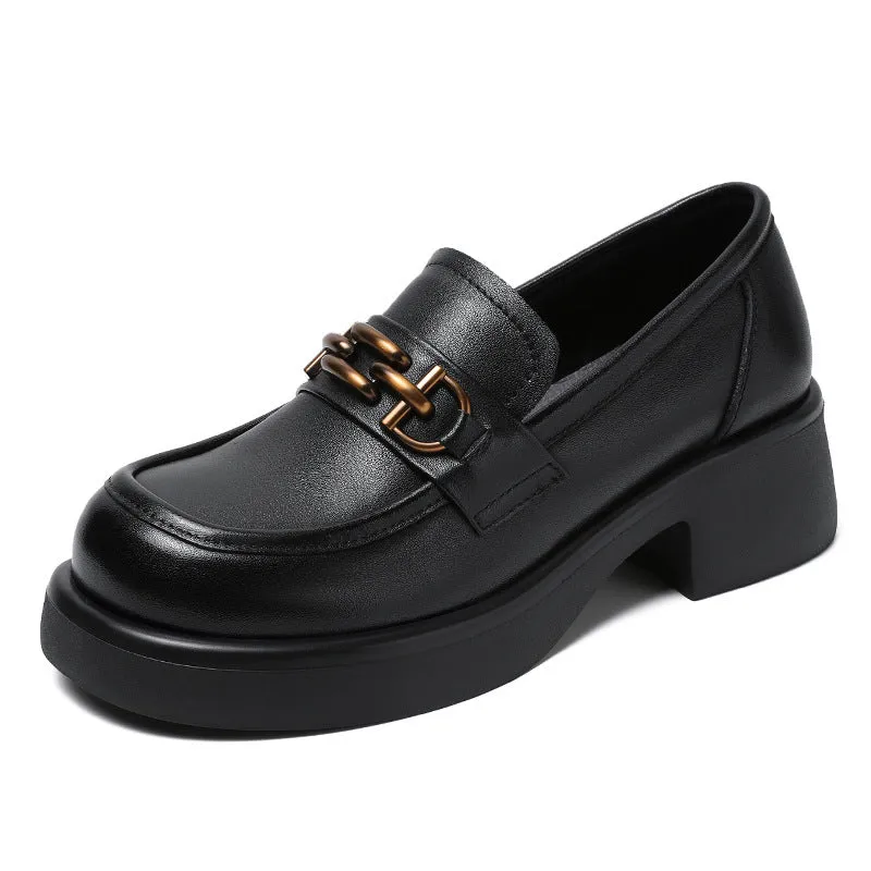 Women Retro Comfy Leather Low Heel Loafers