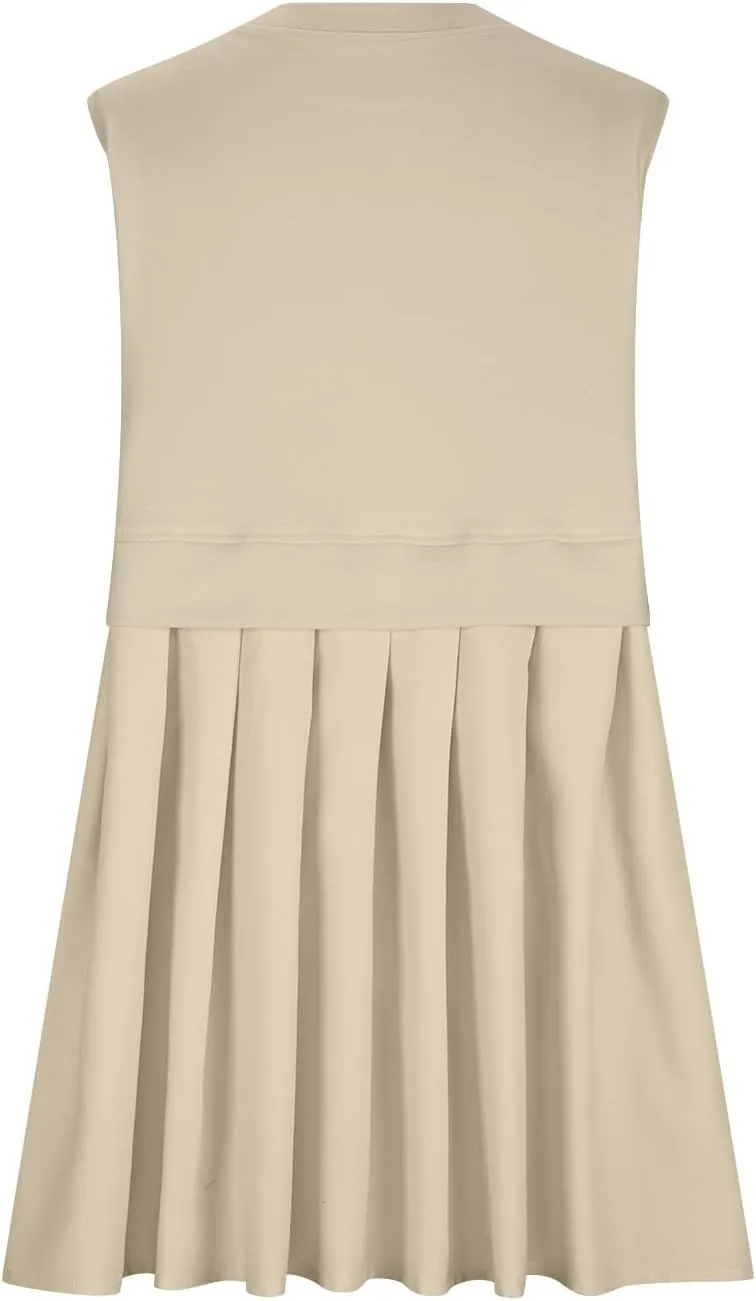 Womens 2025 Summer Casual Boho Midi Dress Flowy Aline Sleeveless Tiered Pleated Dresses Trendy Cute Sundress S-XXL