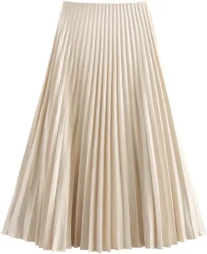 Women's A-Line Midi Skirt - Polyester Stretch Pencil Skirt for Work
