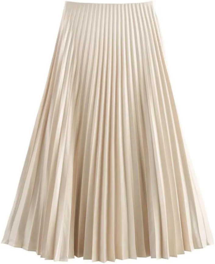 Women's A-Line Midi Skirt - Polyester Stretch Pencil Skirt for Work
