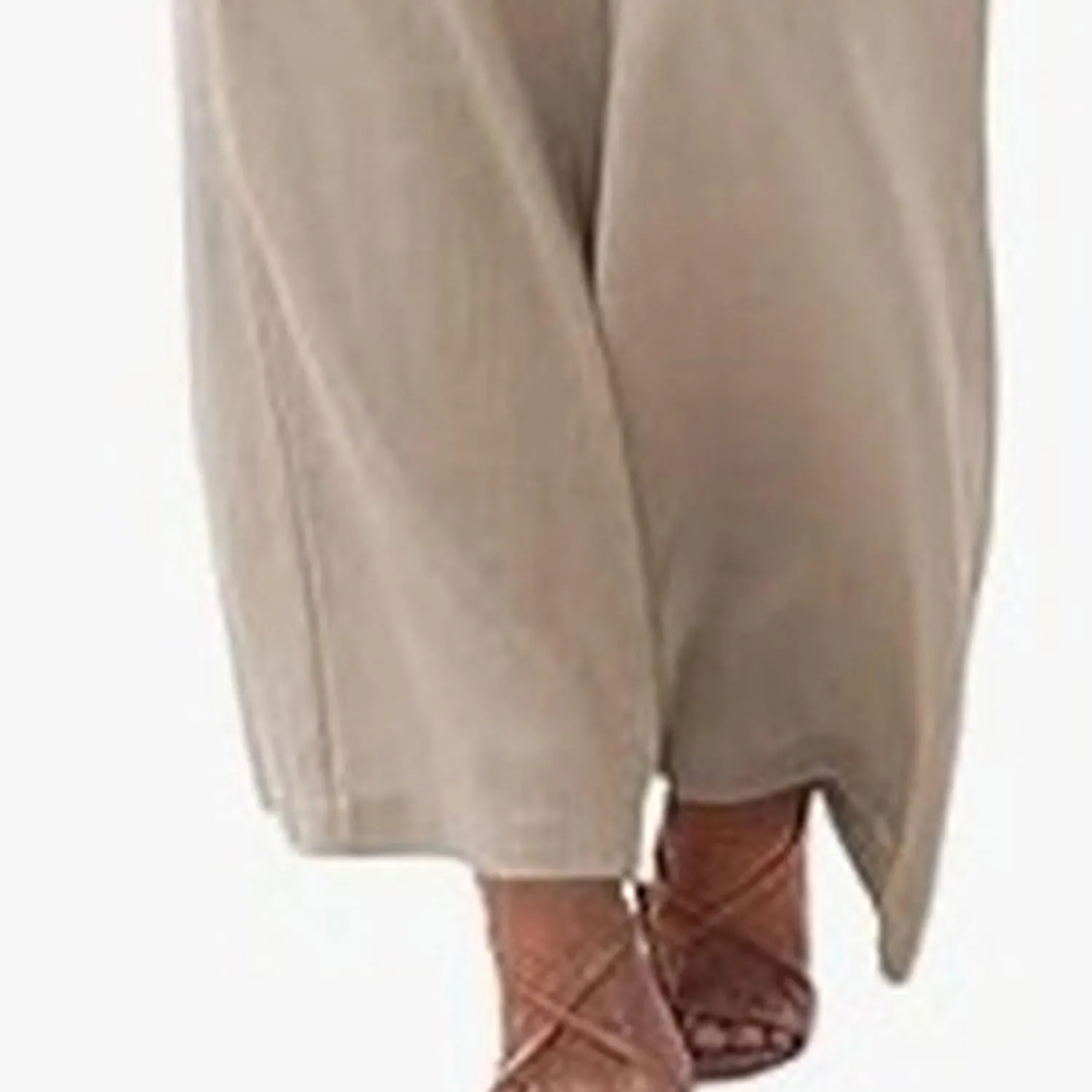 Women's Cotton Linen Summer Pants Flowy Wide Leg Beach Trousers