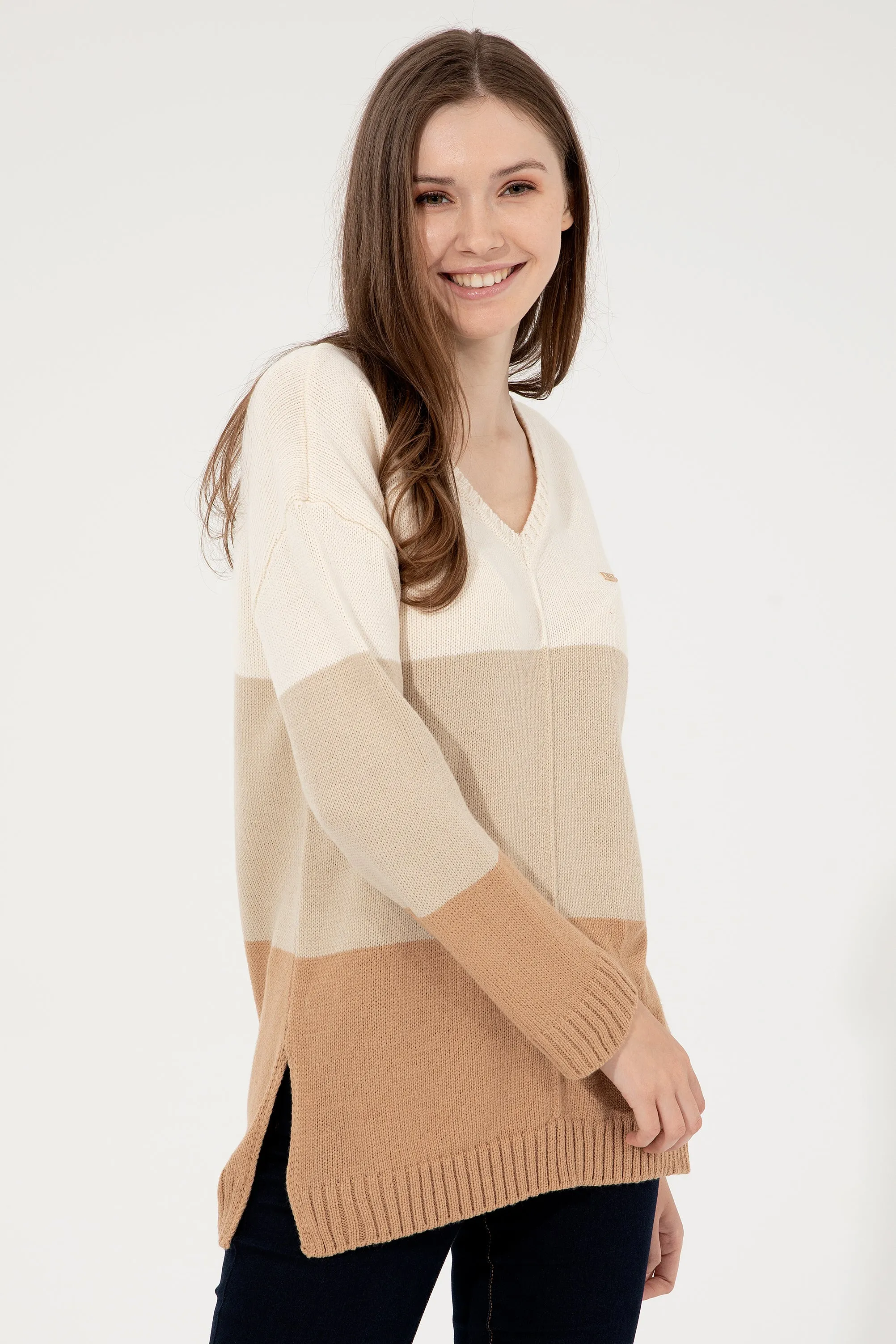 Womens Knitwear Stone Melange