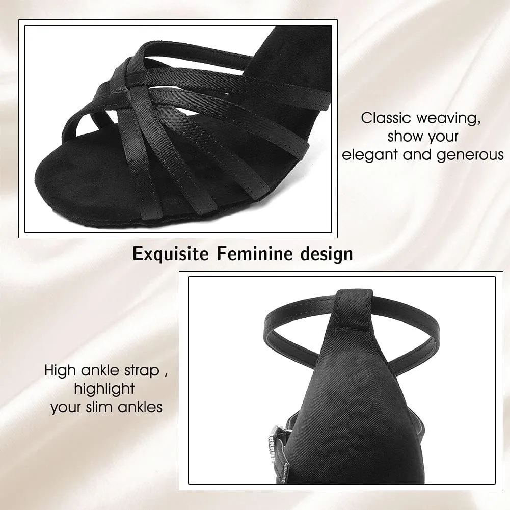 Women's Latin Salsa Dance Shoes Ballroom Performance Professional Practice Dancing Shoes,Model 802QB