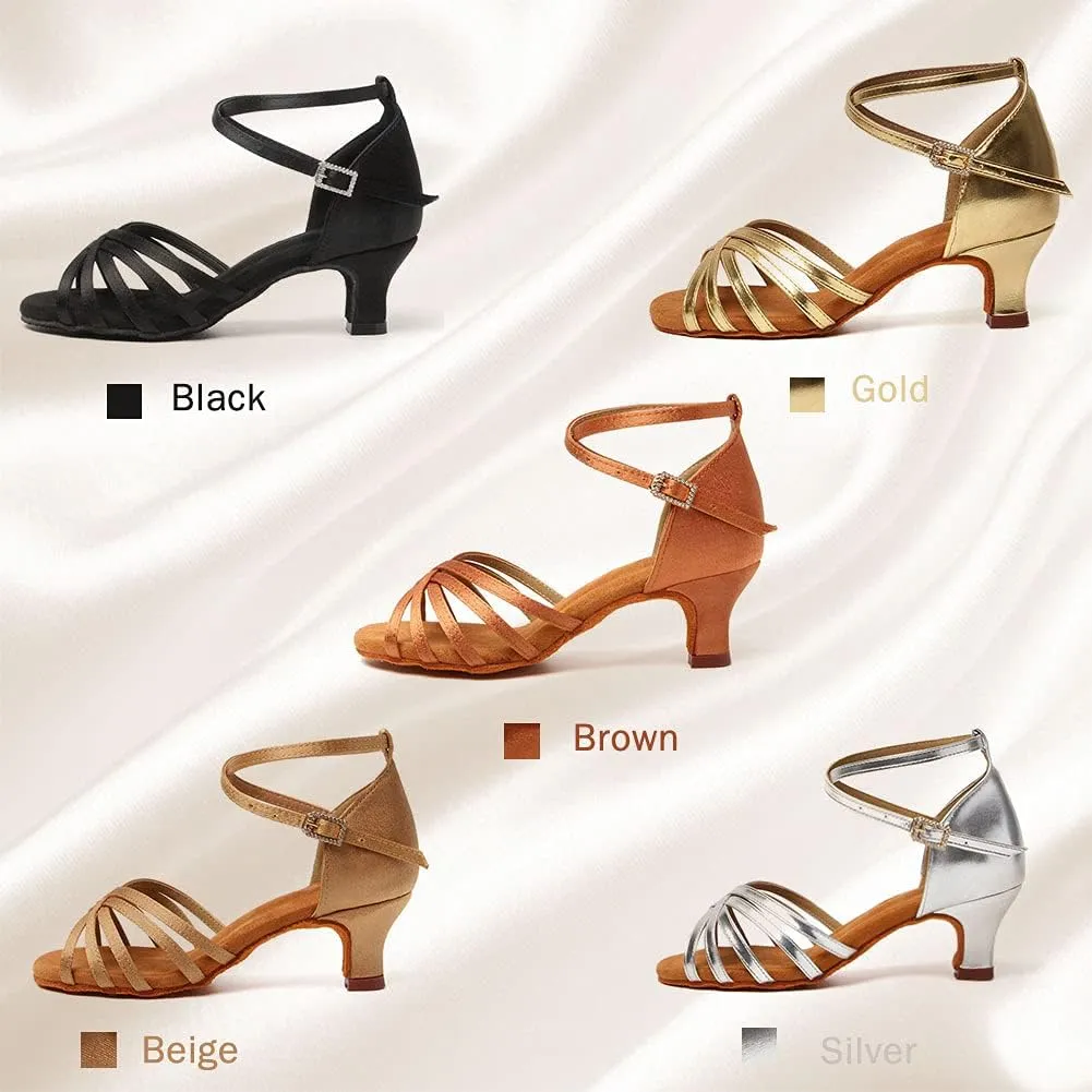 Women's Latin Salsa Dance Shoes Ballroom Performance Professional Practice Dancing Shoes,Model 802QB