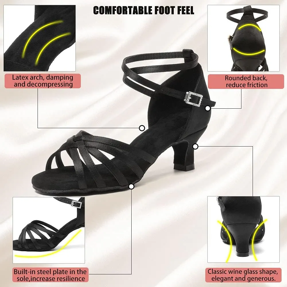 Women's Latin Salsa Dance Shoes Ballroom Performance Professional Practice Dancing Shoes,Model 802QB