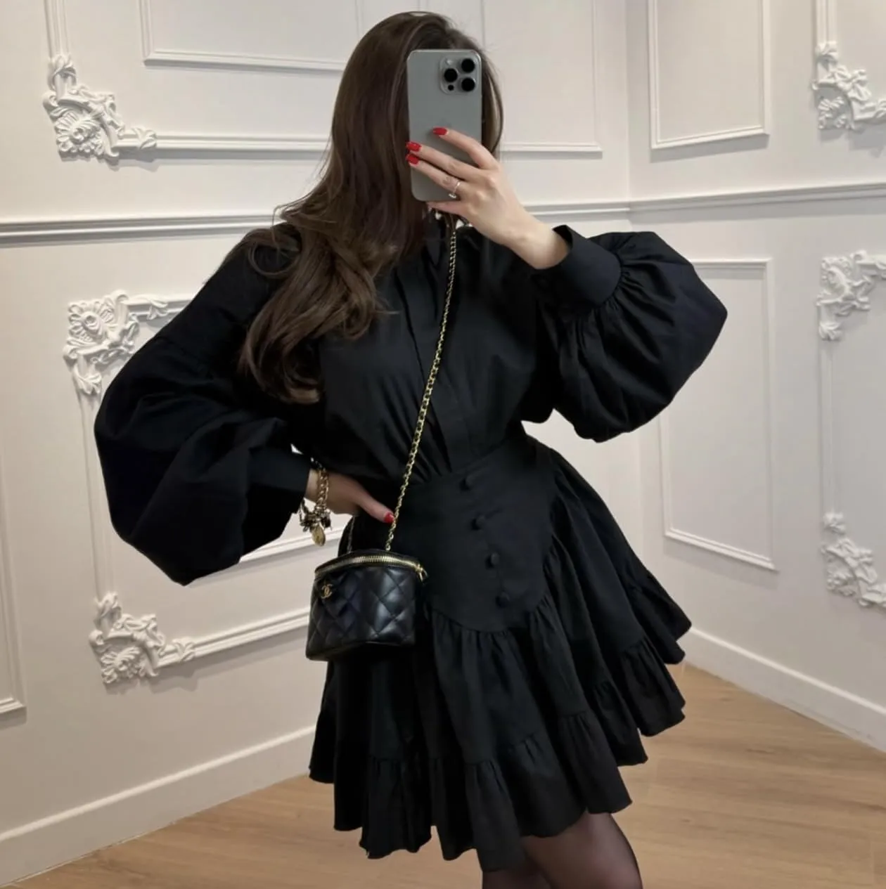Women's Notch Lapel Blouse & Pleated Skirt Set Trendy Ruffle Trim Set Dress Mini Dresses