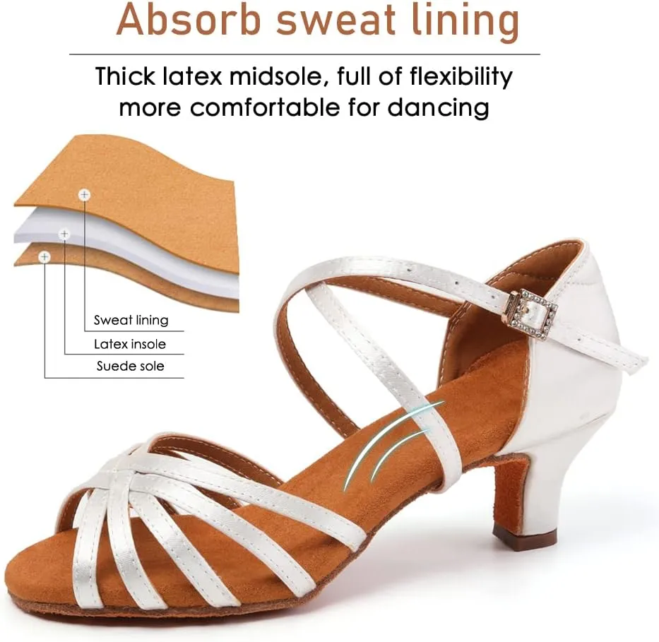 Women's Professional Latin Dance Shoes Open Toe Ballroom Salsa Practice Dance Performance Shoes