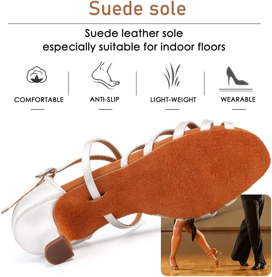 Women's Professional Latin Dance Shoes Open Toe Ballroom Salsa Practice Dance Performance Shoes