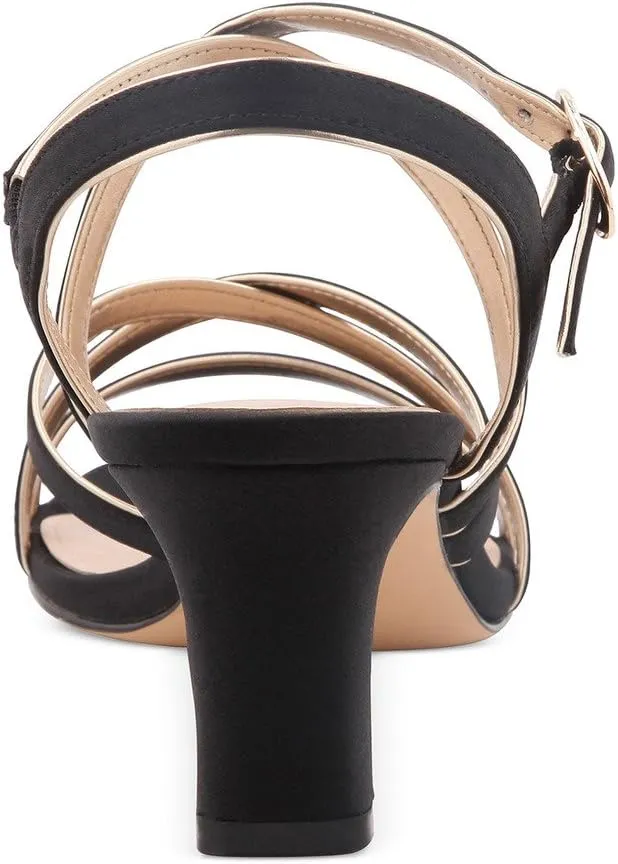 XYD Prom Strappy Open Toe Summer Sandals Low heel Slingbacks Ankle Strap Casual Shoes for Women