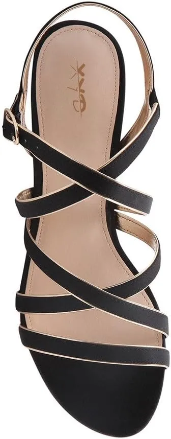 XYD Prom Strappy Open Toe Summer Sandals Low heel Slingbacks Ankle Strap Casual Shoes for Women