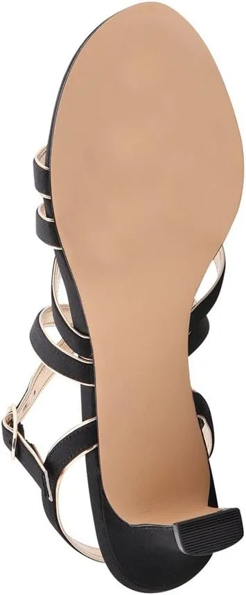 XYD Prom Strappy Open Toe Summer Sandals Low heel Slingbacks Ankle Strap Casual Shoes for Women