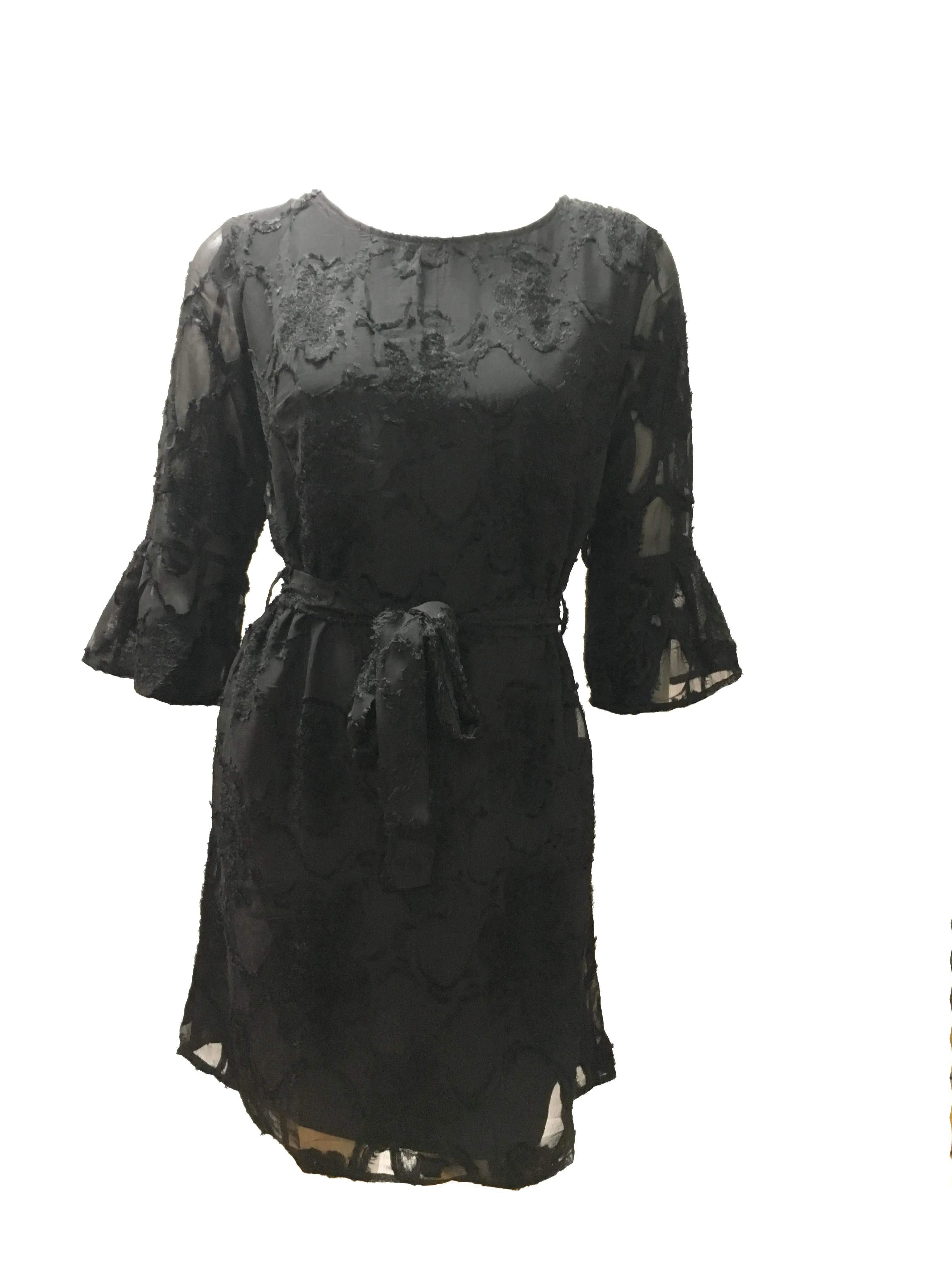 YW17117SS Bell Sleeve With Flower Appliqué Dress (Pack